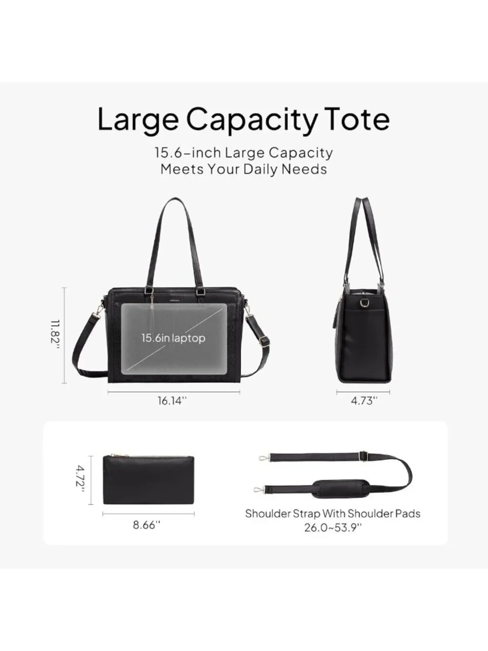 Stylish Vintage Leather Laptop Tote Bag for Women, 15.6